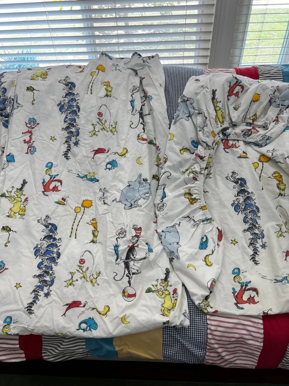 Pottery Barn Kids & Dr. Seuss 5 PCs. Set Bending Comforter Sheets Shams Sz Twin